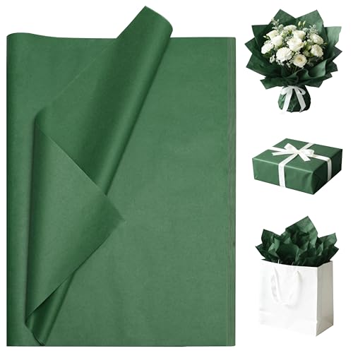 Luckonway 40 Sheets 20x20 Inches Forest Green Tissue Paper for Gift Bags Bulk Gift Wrapping Paper for Christmas Weddings Parties & Art Crafts (Forest Green)