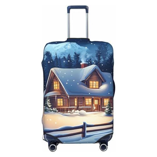 Cabin In The Woods Elastic Travel Luggage Cover, Washable Spandex Suitcase Protector, Anti-Scratch Fits 18-32 Inch