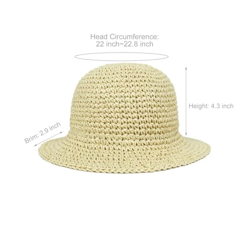 Sombrero de paja plegable para verano beige miniatura 2