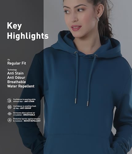 Image of TURMS Anti Stain Men's Hoodie | Anti Odor Water Repellent | Cotton Blend Casual Travel Edition Hooded Sweatshirt | Winter Wear Pullover