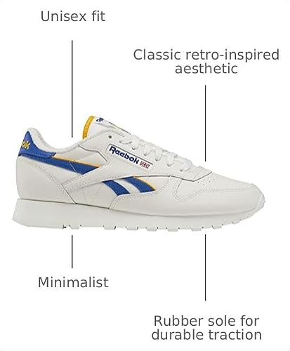 Reebok Reebok Unisex Classic Leather Shoes, Chalk/Vector Blue/Collegiate Gold, 4,5