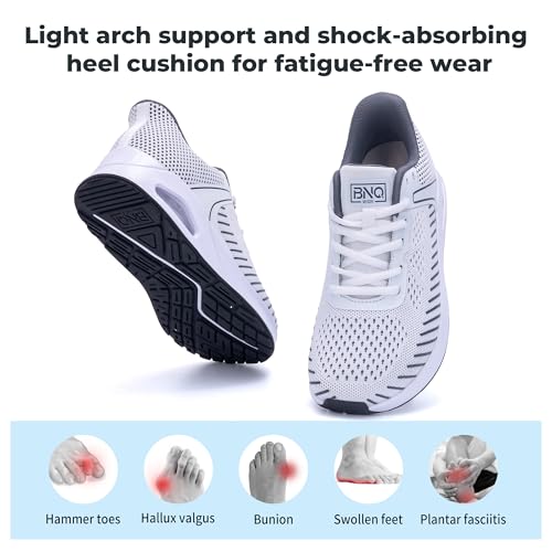 Women Wide Toe Box Walking Shoes with Arch Support Orthotic Slip on Sneakers Tennis Athletic Running Shoes for Plantar Fasciitis Foot Pain Relief, Size 6-114