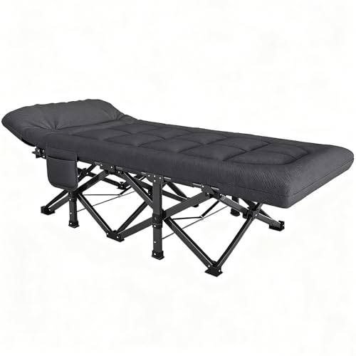 Cama Plegable para Adultos, Catre de Camping Plegable con Reposacabezas, Catres Portátiles para Dormir, Algodón PP Grueso y Completo, Alivia la Presión Espinal, Capacidad para 600 Lbs