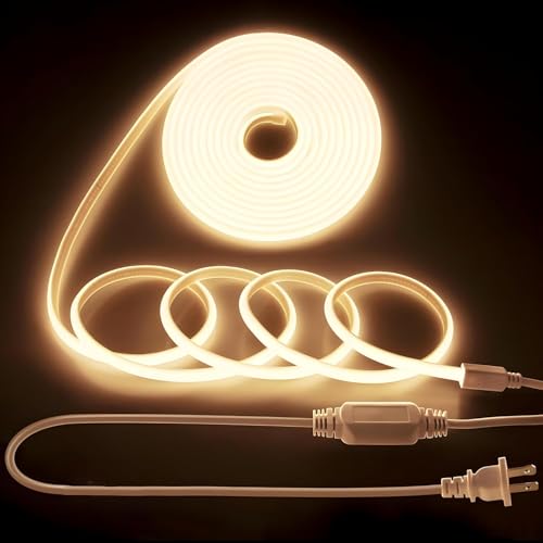 YeahBoom 2M COB LED Streifen,220V Direktanschluss Warmweiß,3000K Hohe Dichte Flexibler Wasserdicht,LED Strip für Innen Aussenbereich Schlafzimmer Küche DIY Beleuchtung Deko