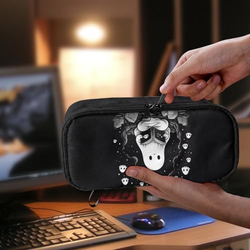 Image of Cute Ghost Kids Pencil Case for Boys Girls Halloween Pencil Pouch for 3-16 Years Children Pencil Bag for Students Teenagers Pencil Box with Pen Slot Pencil Container Cion Purse,Black
