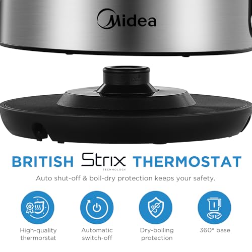Midea 1.7L 3000W Stainless Steel Electric Kettle with LED Indicator - Image 5