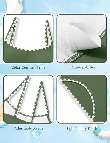 Image of Girls Swimsuit Solid Color Tankini Contrast Trim Swimwear 2 Piece Bathing Suit Padded Swimsuits for Teens 9-16Y