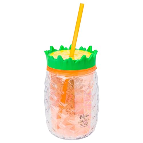 Image of Silver Buffalo Disney Lilo and Stitch Greetings From Hawaii Featuring Scrump Pineapple Shaped Double Wall Tumbler, 16 Ounces