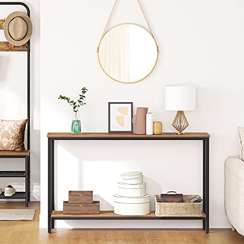 Hoobro Console Table, 47.2" Narrow Entryway Table, Industrial Sofa Table With Shelf, Entrance Table For Living Room, Hallway, Foyer, Corridor, Office, Wood Look Accent, Rustic Brown And Black Bf20Xg01 #TOP6