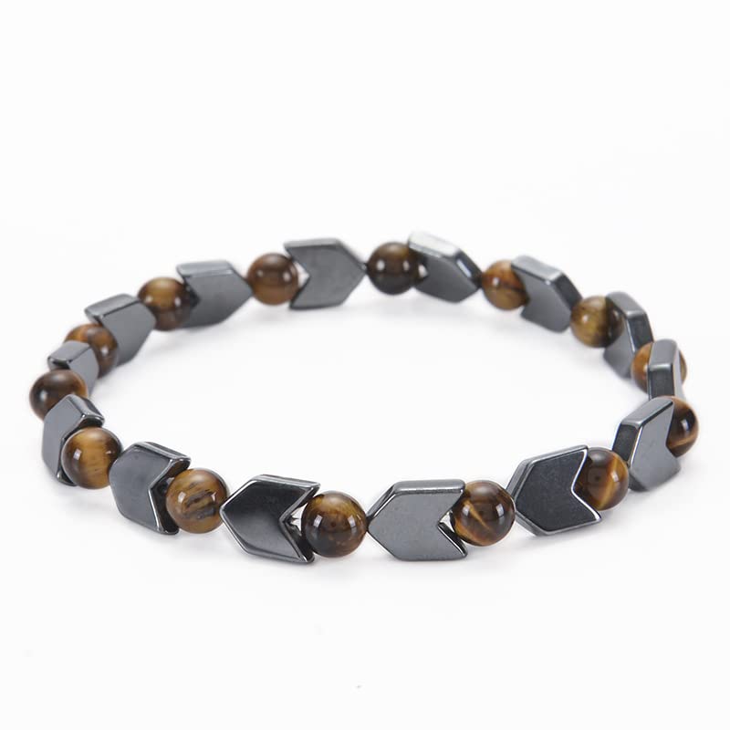 AOOTUERL Tigerauge Armband Herren Set | 4 Naturstein Armbänder | Stretch 7.3-10.4 Zoll