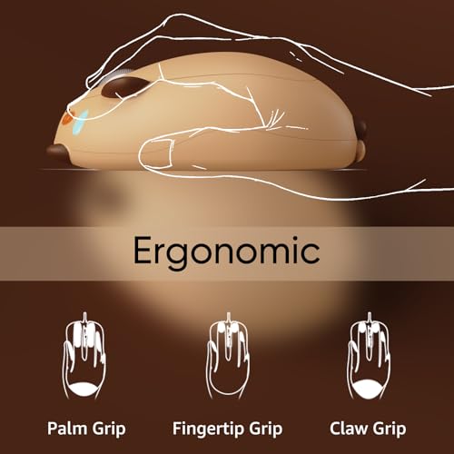 Akko（アッコ） かわいい カピバラのデザイン ワイヤレス ゲーミングマウス 2.4GHz Bluetooth 無線対応 人間工学デザイン 電池式 持ち運び アニマル 茶色【国内正規品】