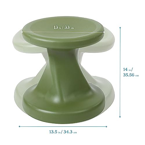 Image of ECR4Kids Twist Active Wobble Stool, 14in Seat Height, Classroom Furniture, Hunter Green