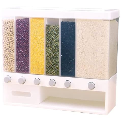 Cereal Dispenser 6 Compartments Travel Dispenser Food Dispenser 10 kg Cereal Dispenser Kitchen Organisation Food Storage Containers Storage Jars with Lids Applies to Cereal Nuts Dry Food Grain Cover