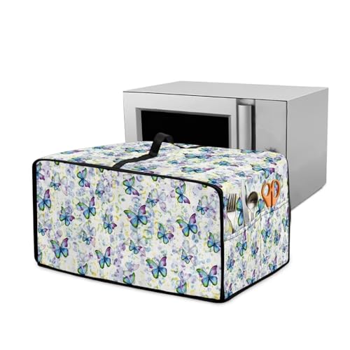 Qehuruxo Bread Toaster Oven Cloth Cover Dustproof & Waterproof with Side Pocket, Universal Fit for Most Standard Toasters, Stylish Kitchen Decor Butterfly