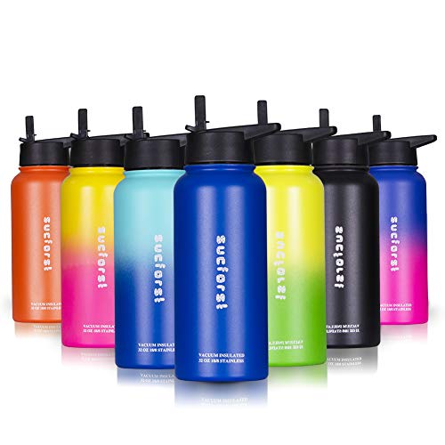 SUCFORST Stainless Steel Water Bottle, Wide Mouth Vacuum Insulated Thermos, Double Wall Leak