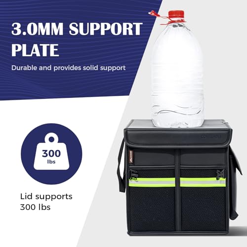 Coverado Organizador de Maletero Coche y SUV, Impermeable Bolsas para maletero de cuero napa, 30 L Plegable Caja maletero coche,Cubículo múltiple & Divisor, Fijar 2 correas - imagen 8