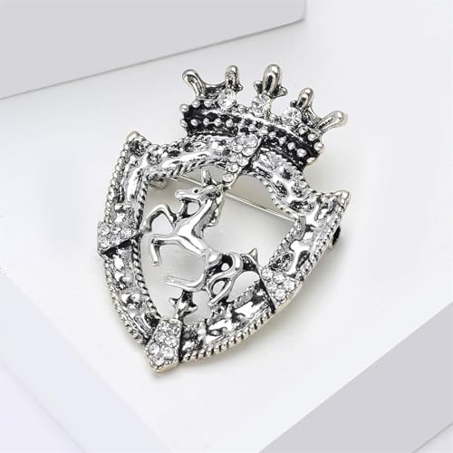 Image of Dreuyet Horse Brooch Pin Horse Racing Suit Lapel Pin for Women Men Rhinestone Antique Gold Horse Animal Brooch Clothing Outfits Accessory Jewelry