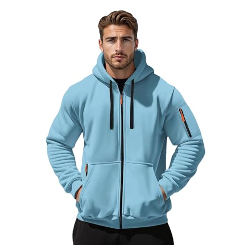 Mens Full Zip Casual Slim Fit Hooded Drawstring Hoodies Pullover Comfortable Sweatshirts Casual Long Sleeve
