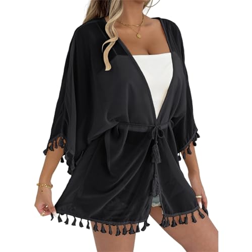 Treer Strandkleid Damen, Eleganter Cover Up Sarong Sonnenschutz Kleid, Leicht Strandponcho für Damen, Sommerkleid für Bikini, Urlaub, Pool, Party...