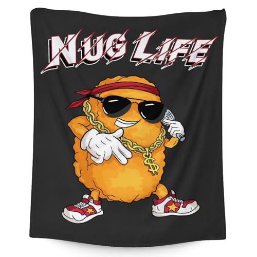 Mercuryelf Chicken Nugget Blanket - Soft, Fuzzy & Warm - 30x40 Inches Small Throw Blankets for Lap, Crib - Black Funny Throws Gift for Chicken Nugget Lovers