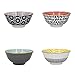 KitchenCraft Set di 4 Ciotole in Ceramica per Cereali, Gelati e Zuppe, Confezione Regalo Inclusa, Design 'Monochrome', 15 cm