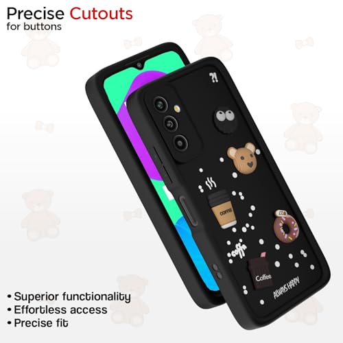 Image of Amazon Basic Back Cover for Samsung Galaxy M13 4G | Cute Fun Cartoon 3D Bear Silicone Full Body Protection Bumper Cover (Black)