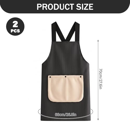 Tablier imperméable à dos croisé avec poches et serviette attachée