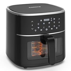 tomons Heteluchtfriteuse, 6 liter, heteluchtfriteuse, airfryer met kijkvenster, digitaal led-touchscreen, 8-in-1 programma’s, luchtfriteuse, instelbare temperatuurregeling