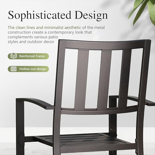 Image of Sophia & William 7-Piece Patio Dining Set for 6, 60.2 inch Metal Outdoor Table with Umbrella Hole & 6 Stackable Chairs