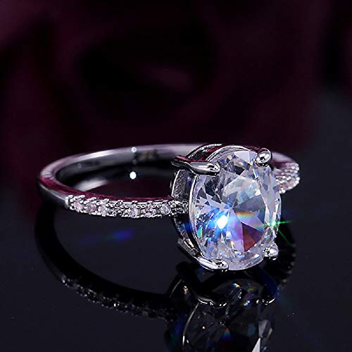 CHWLNJN 925 Sterling Silver Shiny Oval Cut 3ct CZ Diamond Ring Fashion Ladies Cubic Zirconia Infinity Halo Engagement Ring Solitaire Eternal Diamond Wedding Ring Size 6-10 (7)3