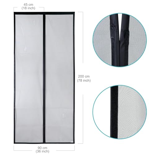 Apalus VP Fliegengitter Tür, Magnet Insektenschutz Balkontür 90x200 cm, 2 x Langlebiger als der Apalus Klassiker, Katzenkrallen Sicher, Stärkere Magneten, 3.8 cm Breites Klettband, Nicht Kürzbar