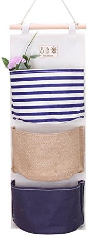 3 pockets whales style hanging storage wall bag household back door pouch(Blue,23.68.1In)