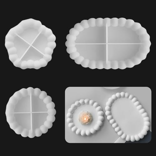 EUDUQ 3 Pièces Moulle Silicone Resine Epoxy Plateau，diverses formes Moule Resine Epoxy,Moules Béton Plâtre，Utilisation dans Les...