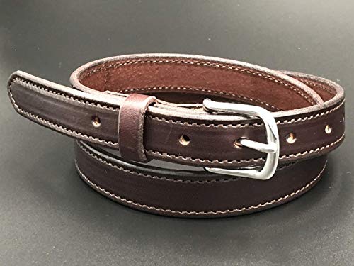 Black Amish Handmade Leather Dress Belt Plain Stitched 1 inch wide2