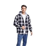 Men's Cotton Plaid Shirts Jacket Fleece Lined Flannel Shirts Sherpa Button Down Jackets with Hood for Men - Image 4