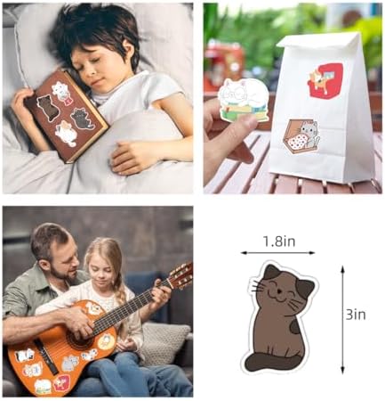 100Pcs Cute Cat Stickers for Kids, Vinyl Stickers Kids Waterproof Stickers for Water Bottles Laptop Holiday Party Classroom Decor - 3