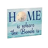 JennyGems Beach House Decor, Home Is Where the Beach Is Wooden Sign, Coastal Farmhouse Wall Art, Sand Dollar, Made in USA