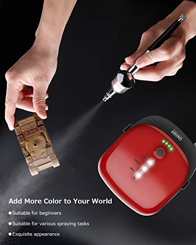 Oasser Airbrush Kit, 3 Modes Dual-Action Airbrush Gun Set with Rechargeable 1000mAh Battery AC Adapter 0.3mm Needle 7CC Cup, How-to-Airbrush Guide for Hobby, Craft, Cake Decorating, Tattoo(red) - Thumbnail 7