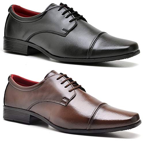 Kit 2 Pares Sapato Social ZARU Preto e Marrom Dubuy R807 (44, PRETO/MARROM)