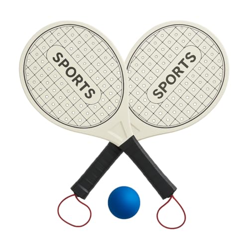 Kit Frescobol 2 Raquetes de Madeira + Bolinha Jogo de Praia Beach Tennis Lazer Esporte Verão