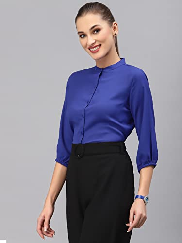 Image of Style Quotient Women Solid Lilac Polyester Formal Shirt