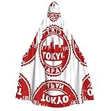 FHIZOAL Tokyo Japón - Capa con capucha para adultos, disfraz de carnaval para cosplay, fiesta, parca, vampiro, misteriosa mascarada
