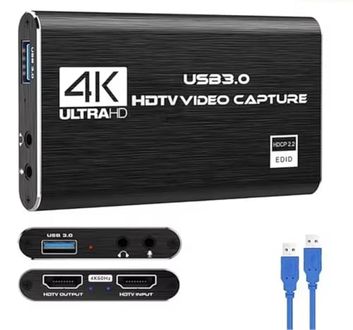 diybits 4K Audio Video Capture Card Adapter USB 3.0 HDMI for Switch PS4 Xbox PC Nintendo Gaming (Black)
