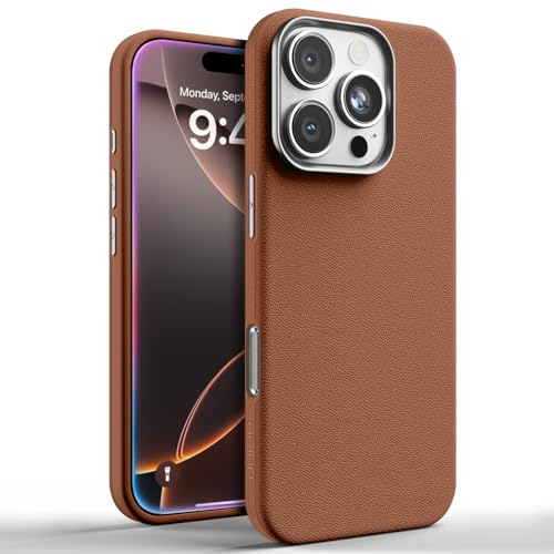 Image of GRIPP Heritage Xtreme Case Compatible with Mag-Safe for iPhone 16 Pro Max | 8ft Drop-Tested with D30 Tech, Premium Leatherette & Silicon, Metal Buttons, Luxuriantly Smooth Texture Back Cover - Camel