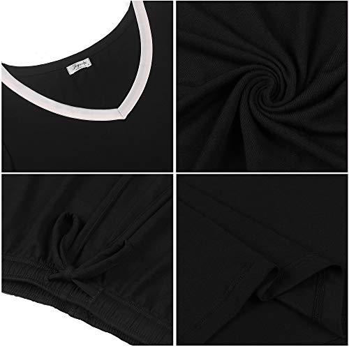 Image of Joyaria Cooling Pajamas Bamboo Viscose Women Short Sleeve V Neck PJ Shorts Set