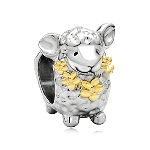 Roy Lopez 22k Gold Cute Sheep Animal Beads Charms for Charm Bracelet