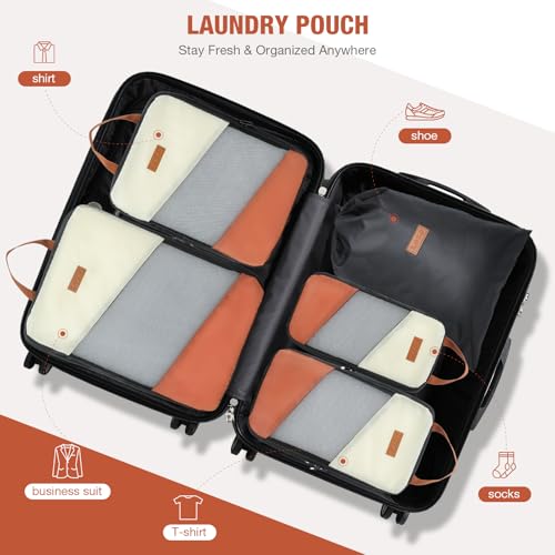 Packing Cubes for Travel, Compression 6 Set Organizer Bags for Women with Shoe Bag & Laundry Pouch, Luggage Organizers for Suitcase, Carry On & Trips, Travel Essentials2