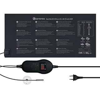 KETOTEK tapis chauffant 30 W avec thermostat, jusqu’à 42 °C