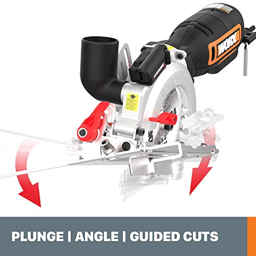 Worx Wx427L 6A 4-1/2" Compact Circular Saw, Hand-Held Corded Electric Circular Saw W/Laser Cutting Guide, 6 Saw Blades, Ideal For Wood, Plastic & Metal Cutting #TOP2