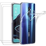 ivoler Funda para OPPO Reno2 / OPPO Reno 2, con 3 Piezas Cristal Templado, Transparente Suave TPU Silicona Carcasa Protectora Antigolpes Caso Delgada Anti-Choques Case